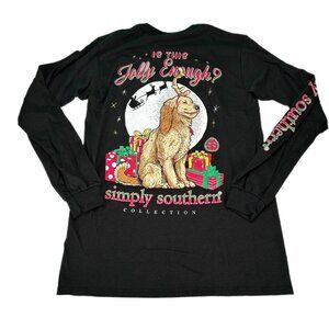 Simply Southern T-Shirt Womens Small & Medium Black Christmas Labradoddle Dog